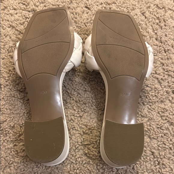 Marc Fisher White Braided Block Heel Sandals - Picture 3 of 4